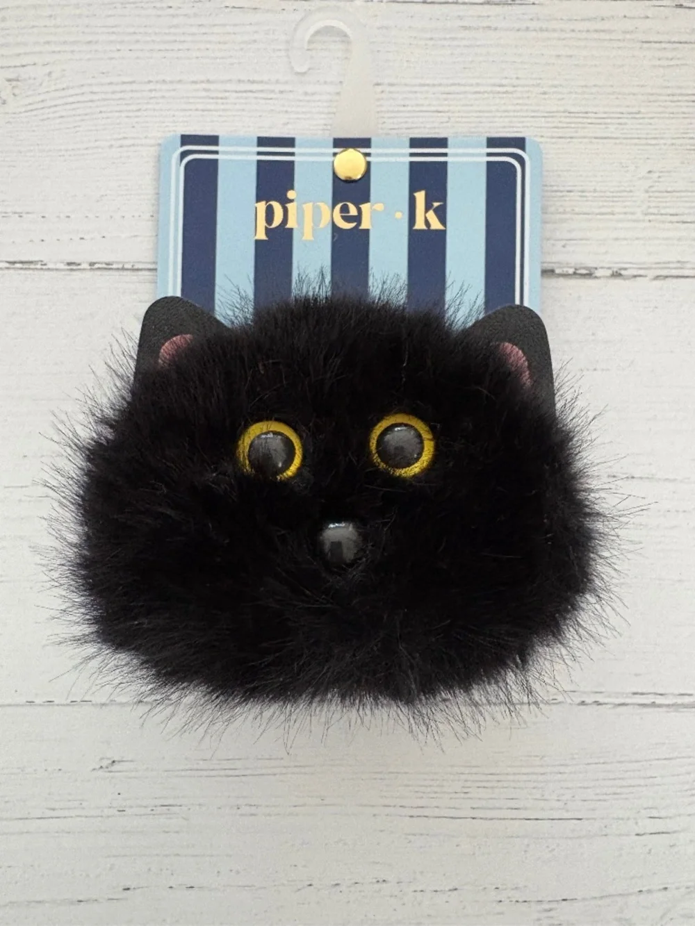 Piper K Black Kitty Cat Hair Clip Brand New on Card